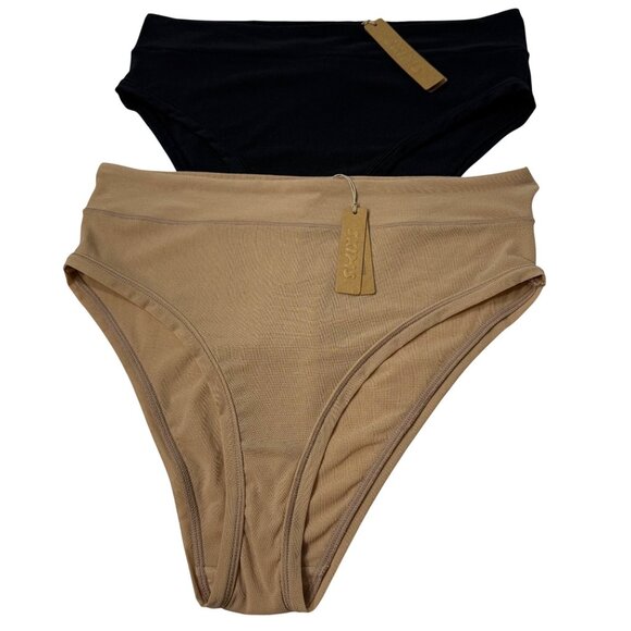 SKIMS Summer Mesh Brief Lot of 2 Clay Onyx XL - Picture 1 of 12